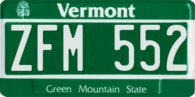 VT license plate ZFM552
