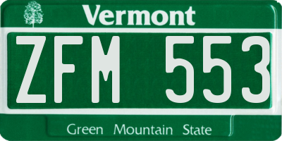 VT license plate ZFM553
