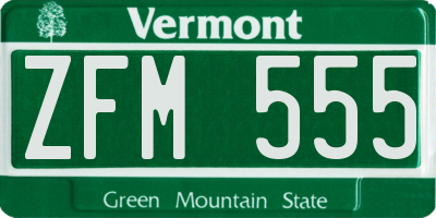 VT license plate ZFM555