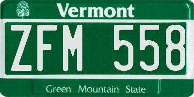 VT license plate ZFM558
