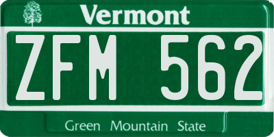 VT license plate ZFM562
