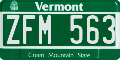 VT license plate ZFM563