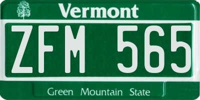 VT license plate ZFM565