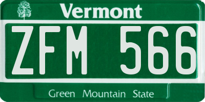 VT license plate ZFM566