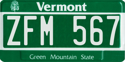 VT license plate ZFM567