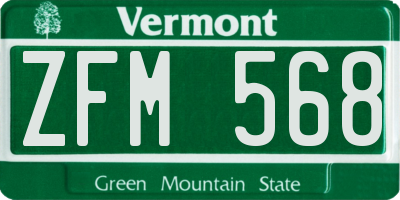 VT license plate ZFM568