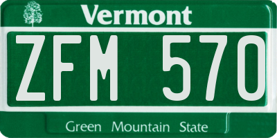 VT license plate ZFM570