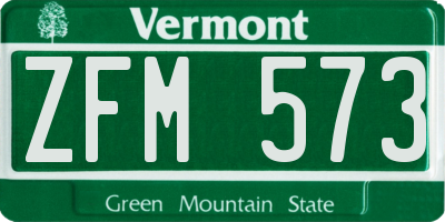 VT license plate ZFM573