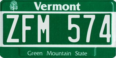 VT license plate ZFM574