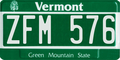 VT license plate ZFM576