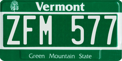 VT license plate ZFM577