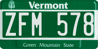VT license plate ZFM578