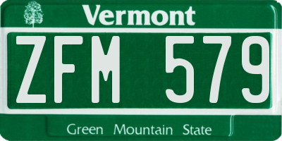 VT license plate ZFM579