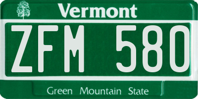 VT license plate ZFM580