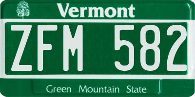 VT license plate ZFM582