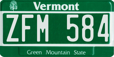 VT license plate ZFM584