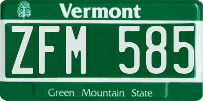 VT license plate ZFM585