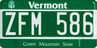 VT license plate ZFM586