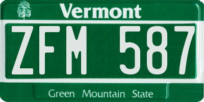 VT license plate ZFM587