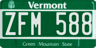 VT license plate ZFM588