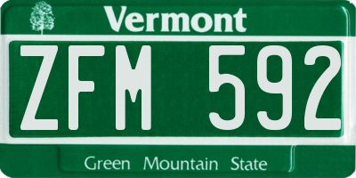 VT license plate ZFM592