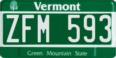 VT license plate ZFM593