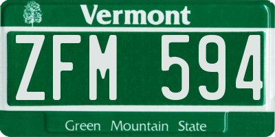 VT license plate ZFM594