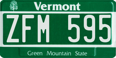 VT license plate ZFM595