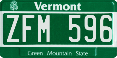 VT license plate ZFM596