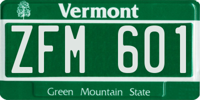 VT license plate ZFM601