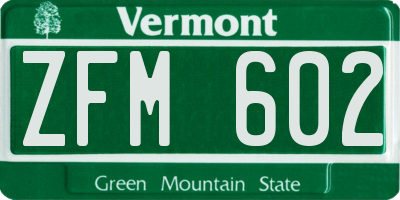 VT license plate ZFM602