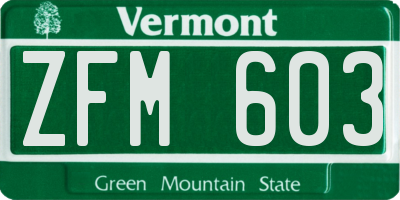 VT license plate ZFM603