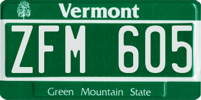 VT license plate ZFM605