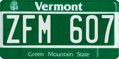 VT license plate ZFM607