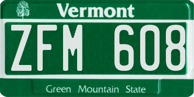 VT license plate ZFM608