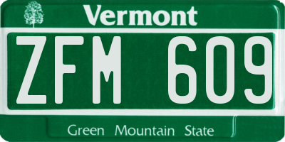VT license plate ZFM609