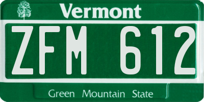 VT license plate ZFM612
