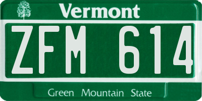 VT license plate ZFM614