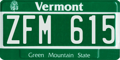 VT license plate ZFM615