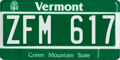 VT license plate ZFM617