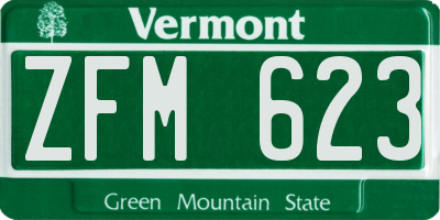 VT license plate ZFM623