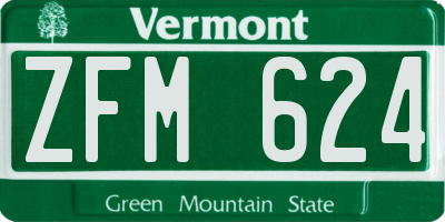 VT license plate ZFM624