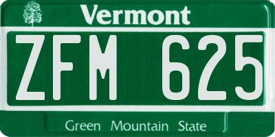 VT license plate ZFM625