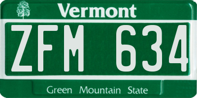 VT license plate ZFM634