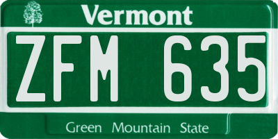 VT license plate ZFM635