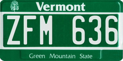 VT license plate ZFM636