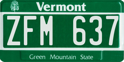 VT license plate ZFM637