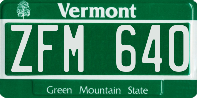 VT license plate ZFM640