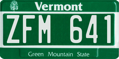 VT license plate ZFM641