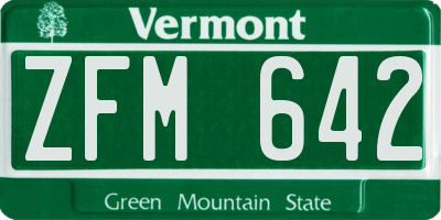 VT license plate ZFM642